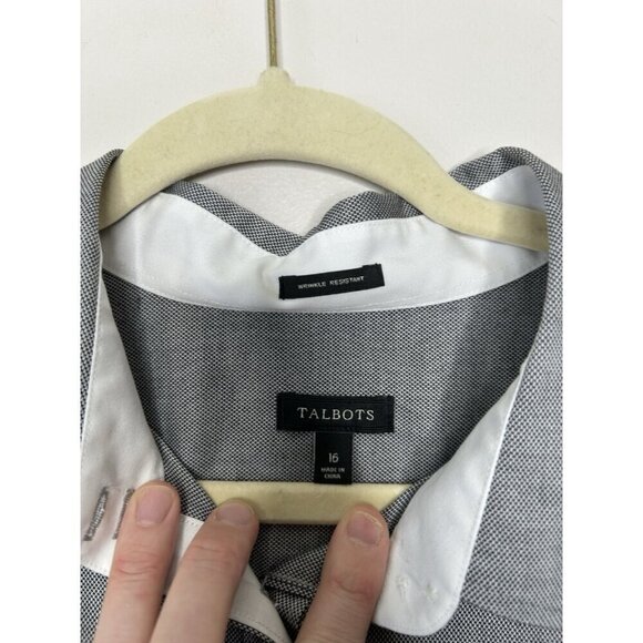 Talbots Classic Button Down Shirt Gray Long Sleeve Wrinkle Resistant Size 16 - Picture 3 of 9